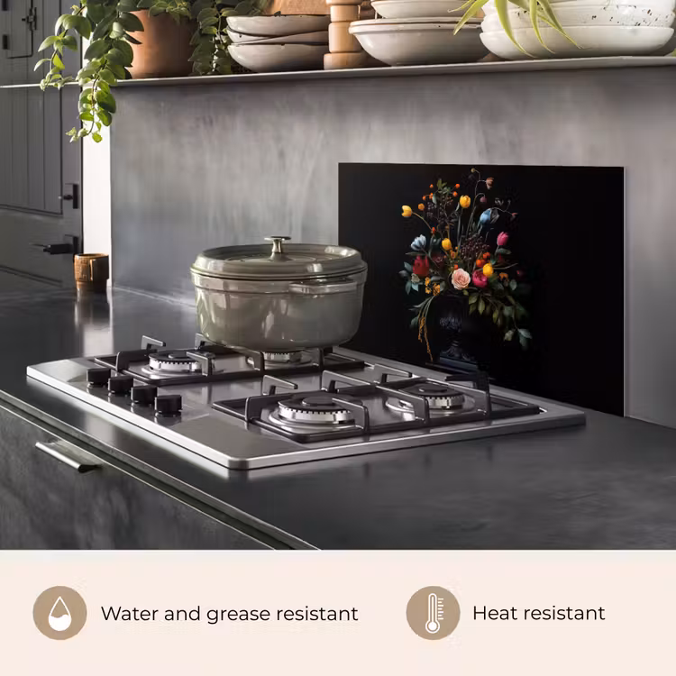Kitchen splashback for hob - Classic - Vase - Bouquet - Flowers — 2
