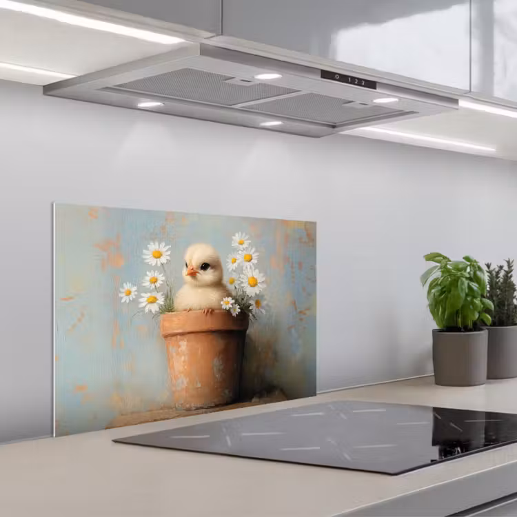 Kitchen splashback for hob - Flower pot - Chick - Flowers — 1