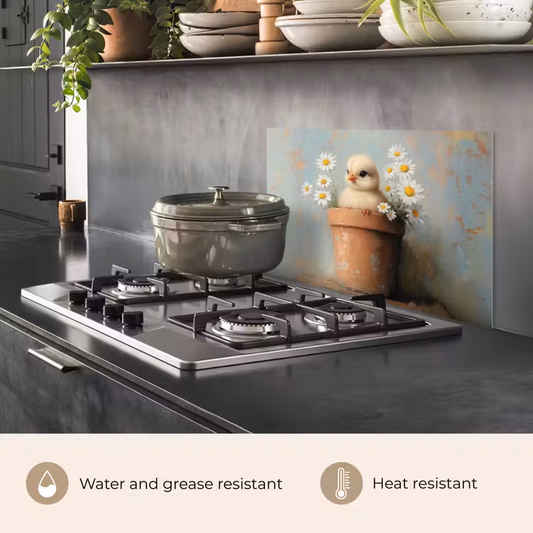 Kitchen splashback for hob - Flower pot - Chick - Flowers — 2