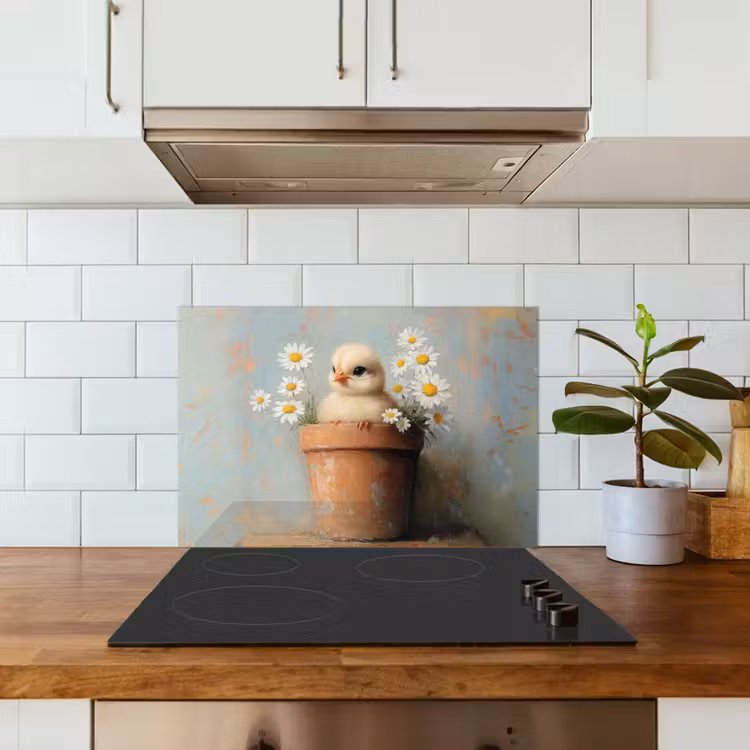Kitchen splashback for hob - Flower pot - Chick - Flowers — 3