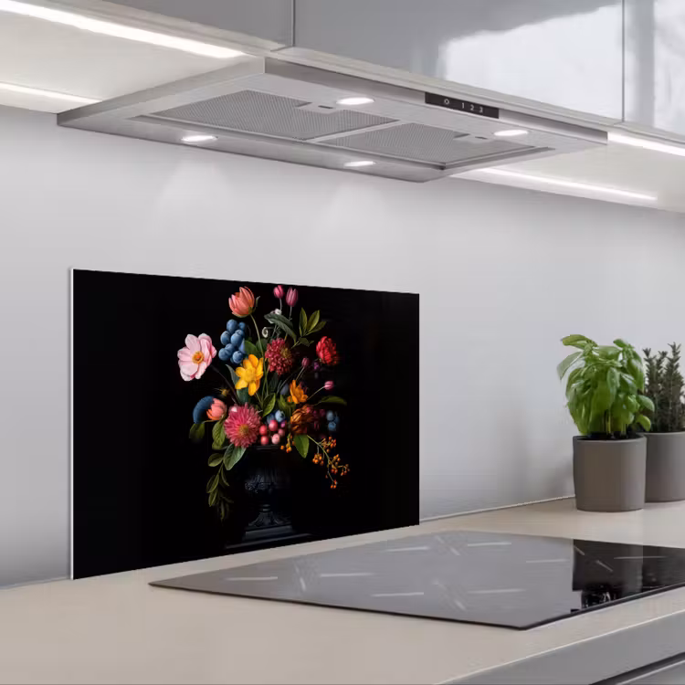 Kitchen splashback for hob - Flowers - Merry - Vase — 1