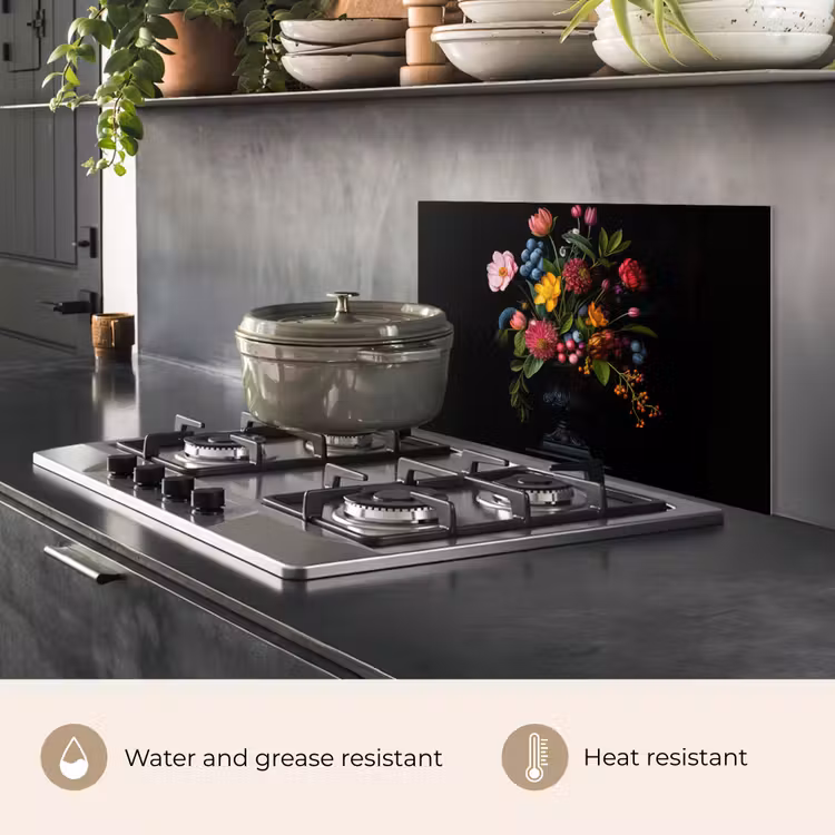 Kitchen splashback for hob - Flowers - Merry - Vase — 2