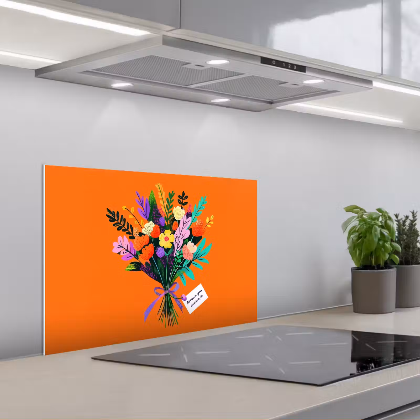 Kitchen splashback for hob - Card - Bouquet - Flowers — 1