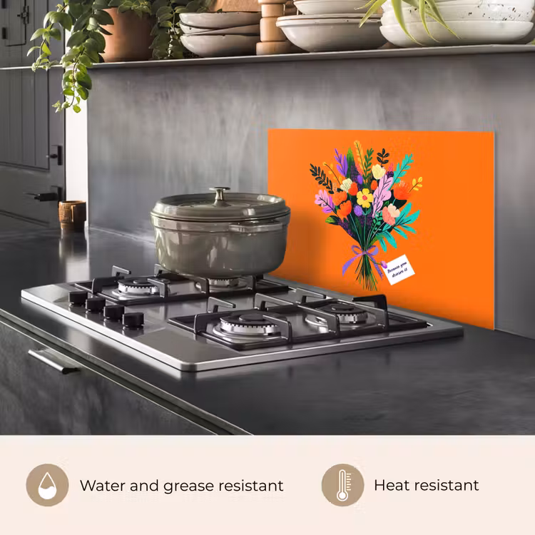 Kitchen splashback for hob - Card - Bouquet - Flowers — 2