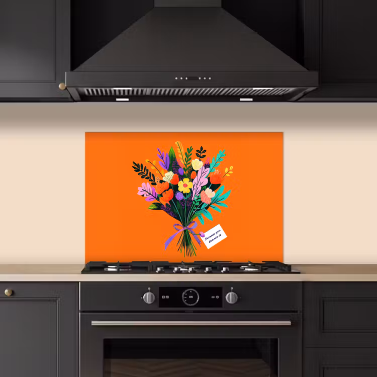 Kitchen splashback for hob - Card - Bouquet - Flowers — 5