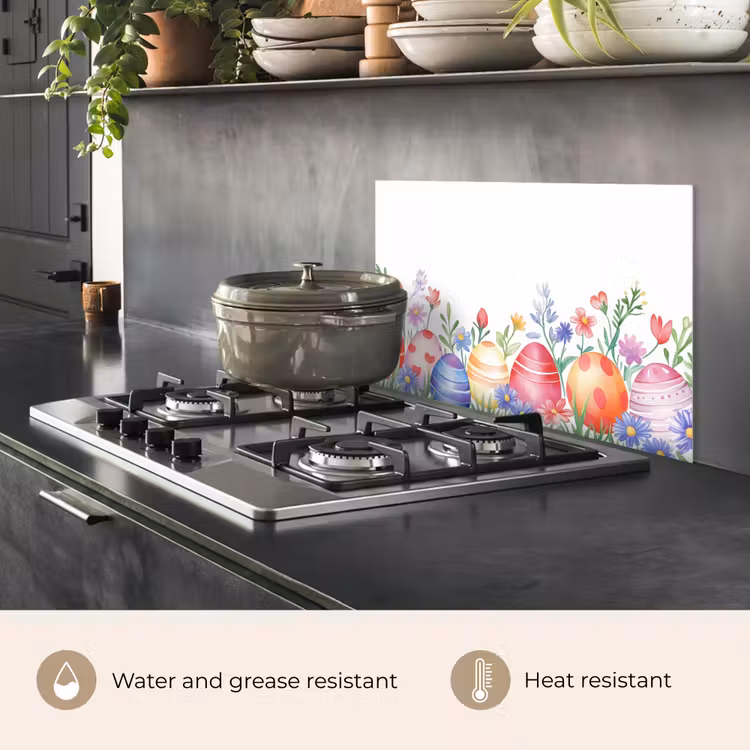 Kitchen splashback for hob - Flower garden - Colorful - Eggs — 2