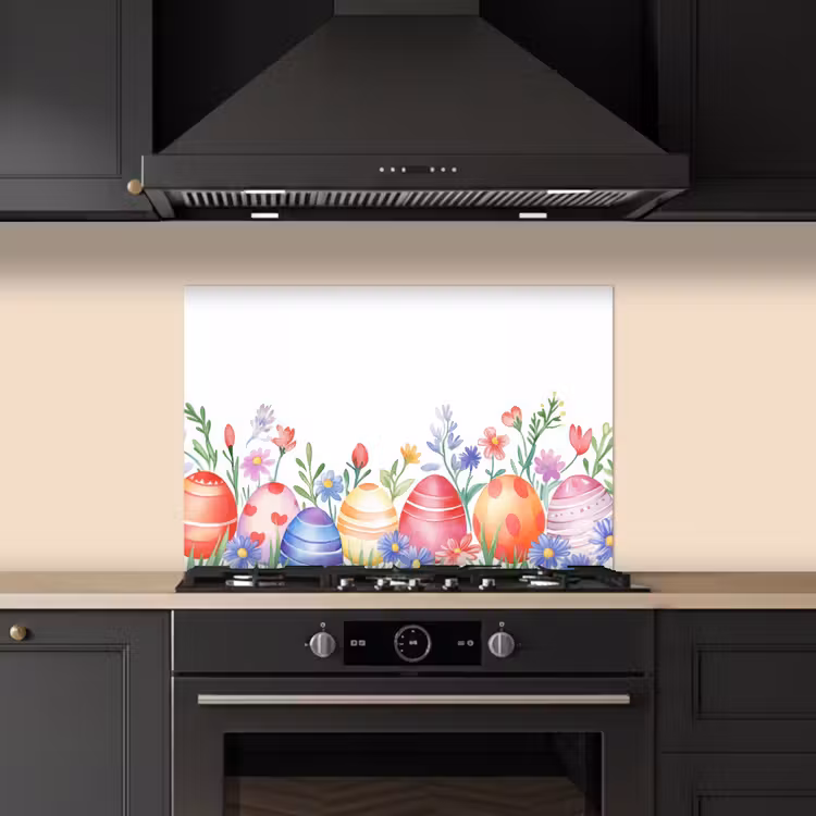 Kitchen splashback for hob - Flower garden - Colorful - Eggs — 5