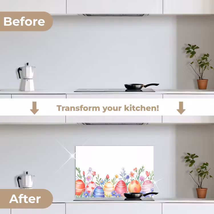 Kitchen splashback for hob - Flower garden - Colorful - Eggs — 7