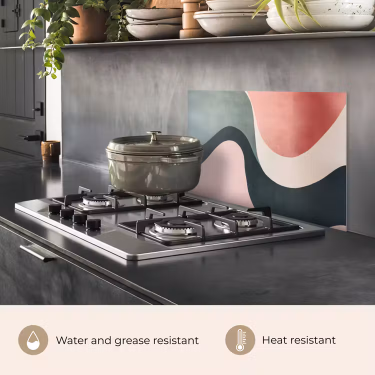 Kitchen splashback for hob - Abstract - Waves - Ornate - Pink — 2