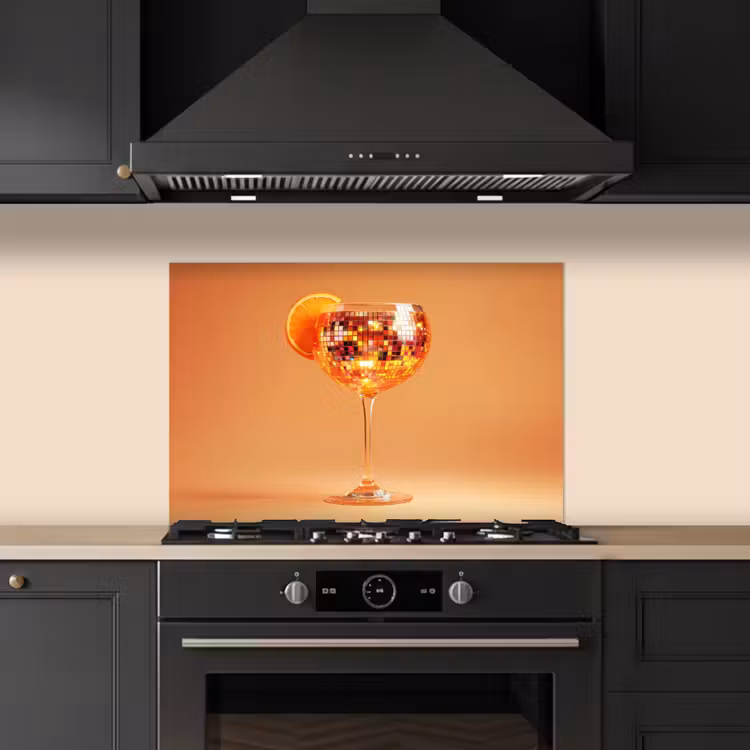 Kitchen splashback for hob - Beverage - Orange - Glitter - Disco — 5