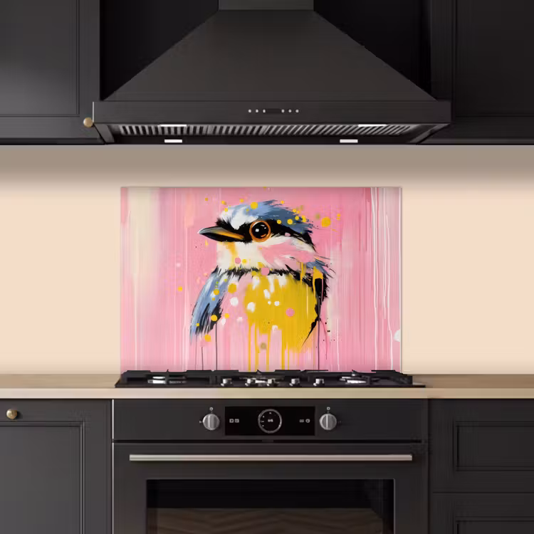 Kitchen splashback for hob - Bird - Pink - Yellow - Blue — 5
