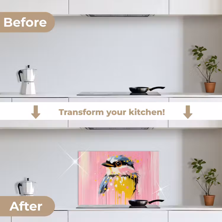 Kitchen splashback for hob - Bird - Pink - Yellow - Blue — 7
