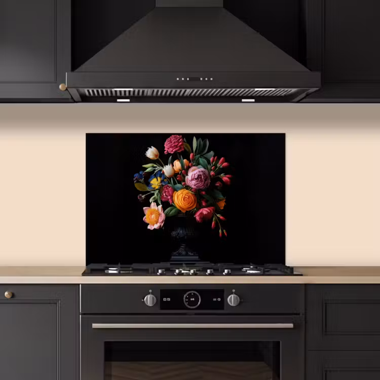 Kitchen splashback for hob - Bouquet - Romantic - Colorful — 5