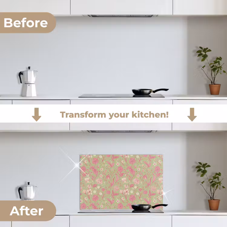 Kitchen splashback for hob - Classic - Pink - Mint — 7