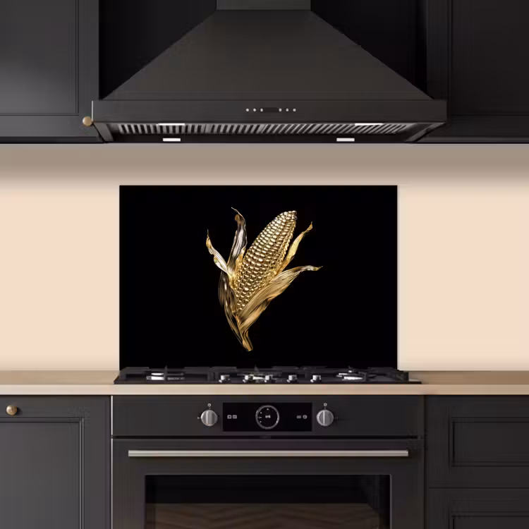 Kitchen splashback for hob - Corn - Food - Gold - Black — 5