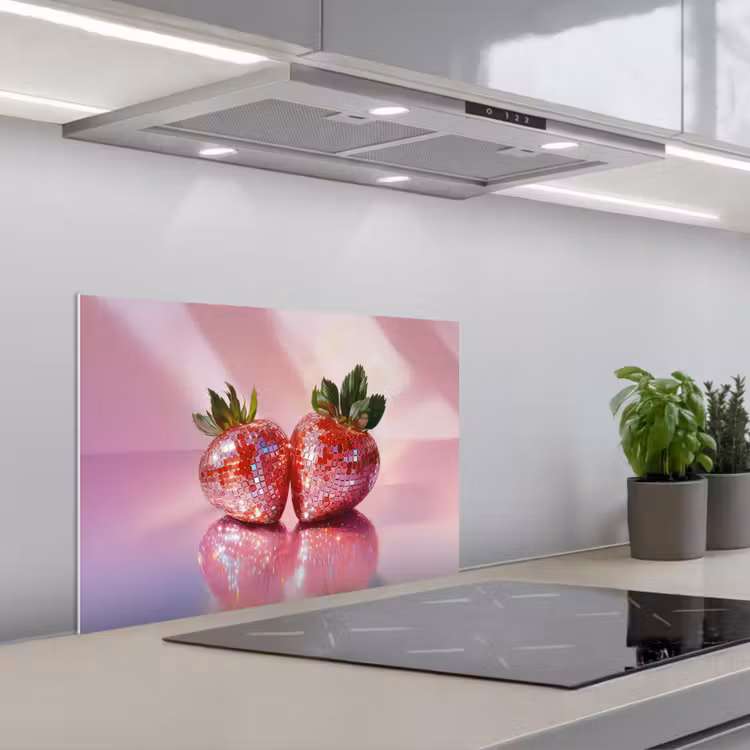 Kitchen splashback for hob - Disco - Fruit - Glitter - Strawberry — 1