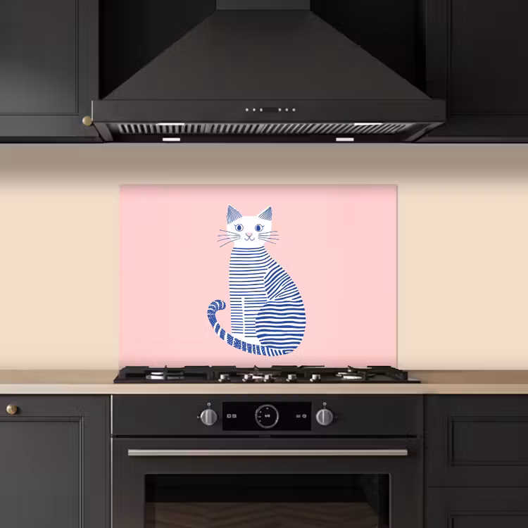 Kitchen splashback for hob - Cat - Illustration - Minimalist - Pink — 5