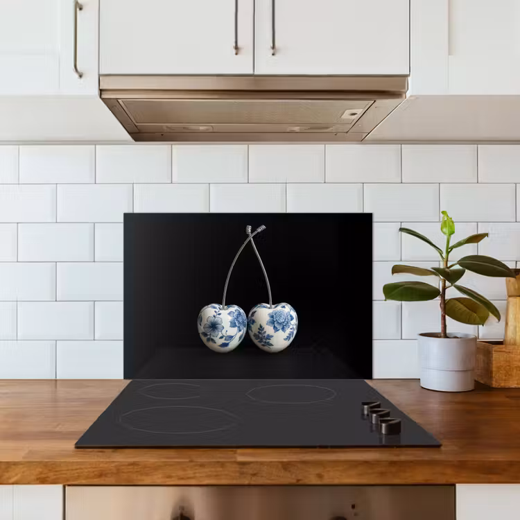 Kitchen splashback for hob - Cherries - Delft blue - Fruit — 3