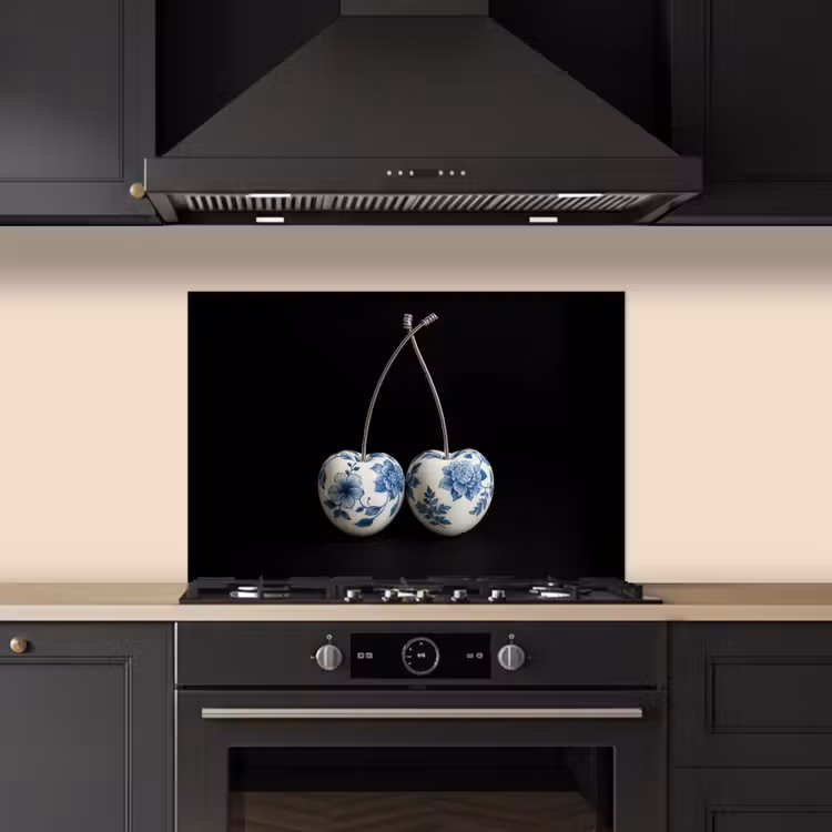 Kitchen splashback for hob - Cherries - Delft blue - Fruit — 5