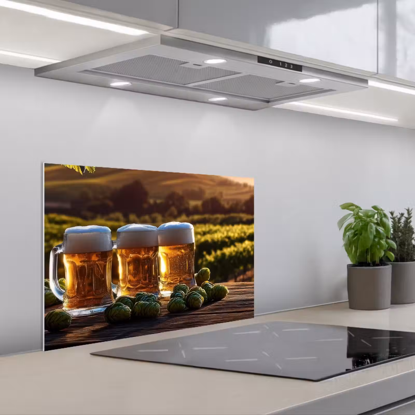 Kitchen splashback for hob - Beer - Hops - Landscape — 1