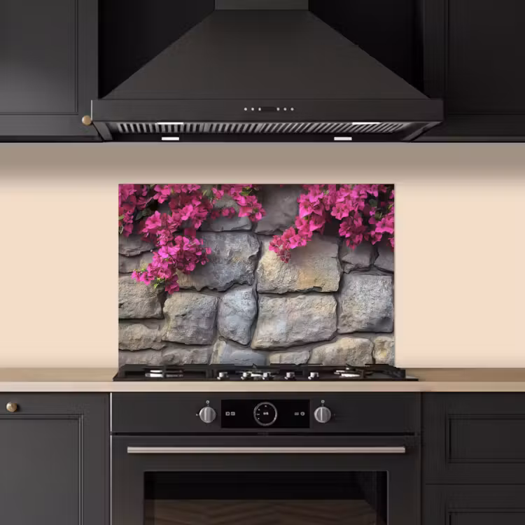 Kitchen splashback for hob - Bougainvillea - Stone Wall - Pink — 5