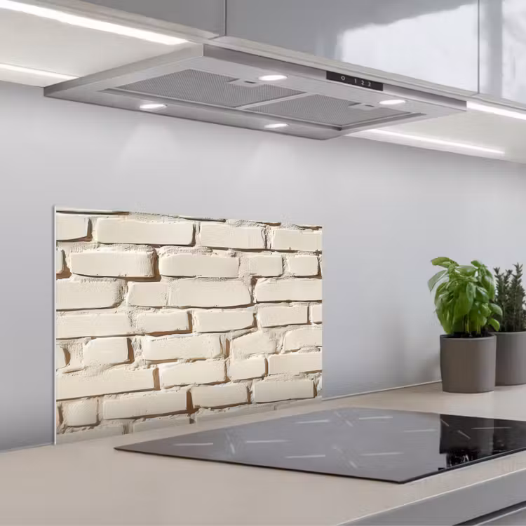 Kitchen splashback for hob - Bricks - Wall - Light - White — 1