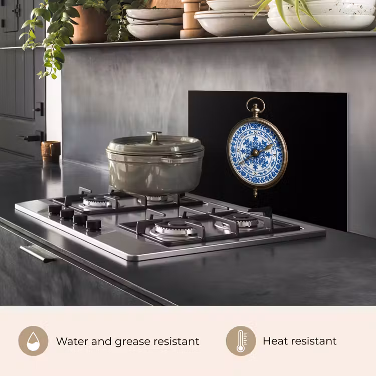 Kitchen splashback for hob - Compass - Delft blue - Black — 2