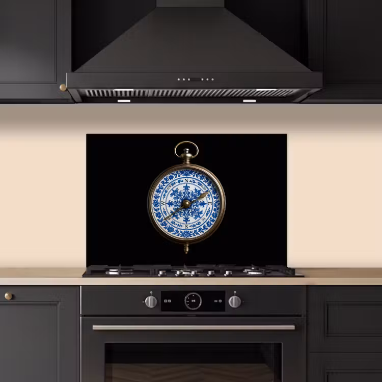 Kitchen splashback for hob - Compass - Delft blue - Black — 5