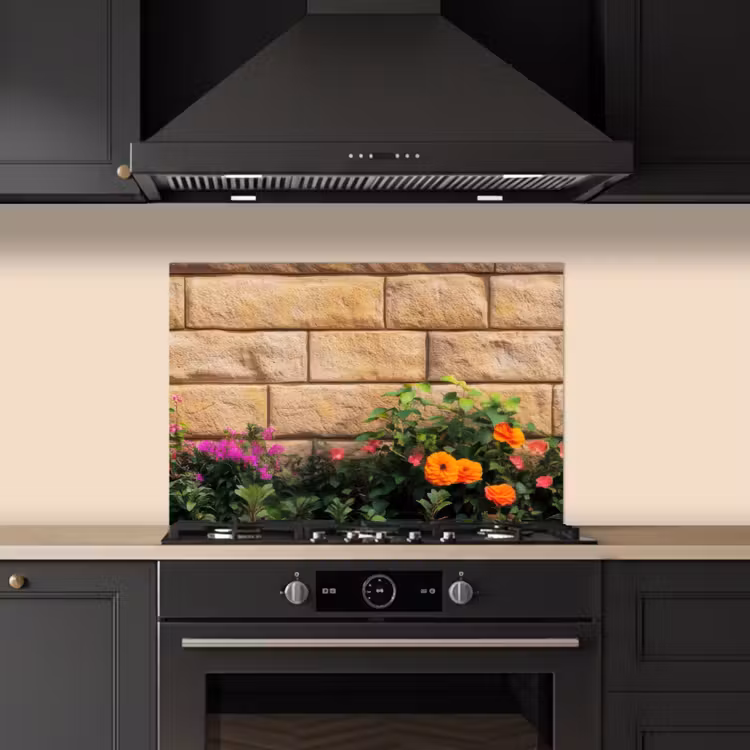 Kitchen splashback for hob - Flowers - Bricks - Colorful — 5