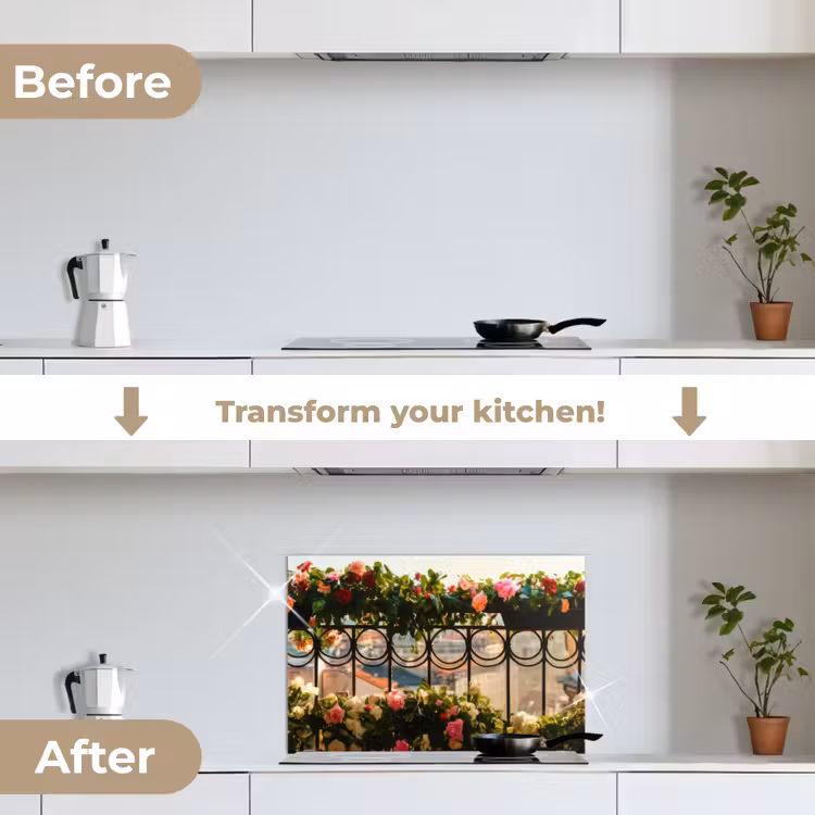 Kitchen splashback for hob - Flowers - Fence - Cityscape - Summer — 7