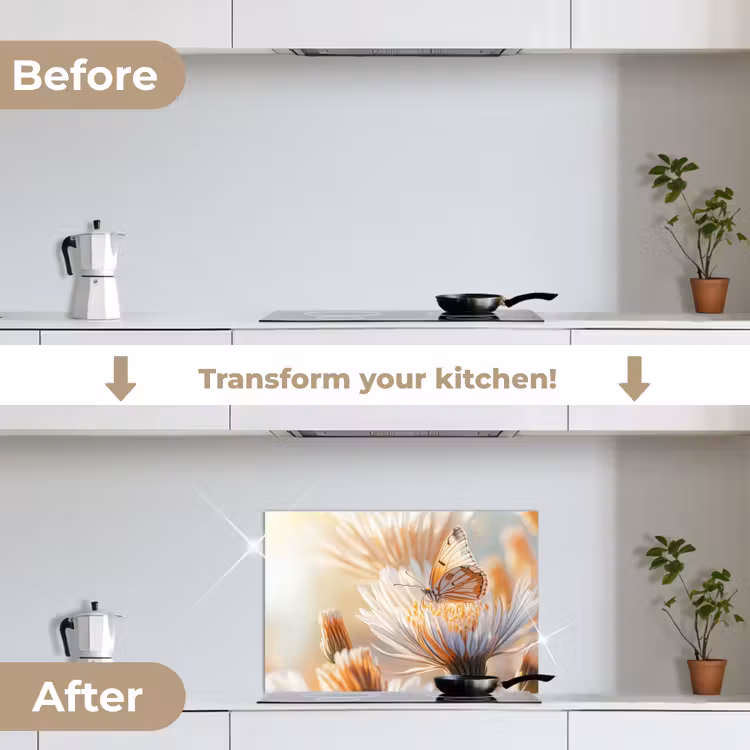 Kitchen splashback for hob - Butterfly - Flower - Orange — 7