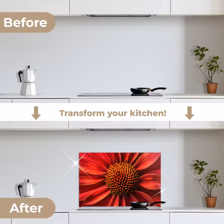 Kitchen splashback for hob - Close up - Flower- Red — 7