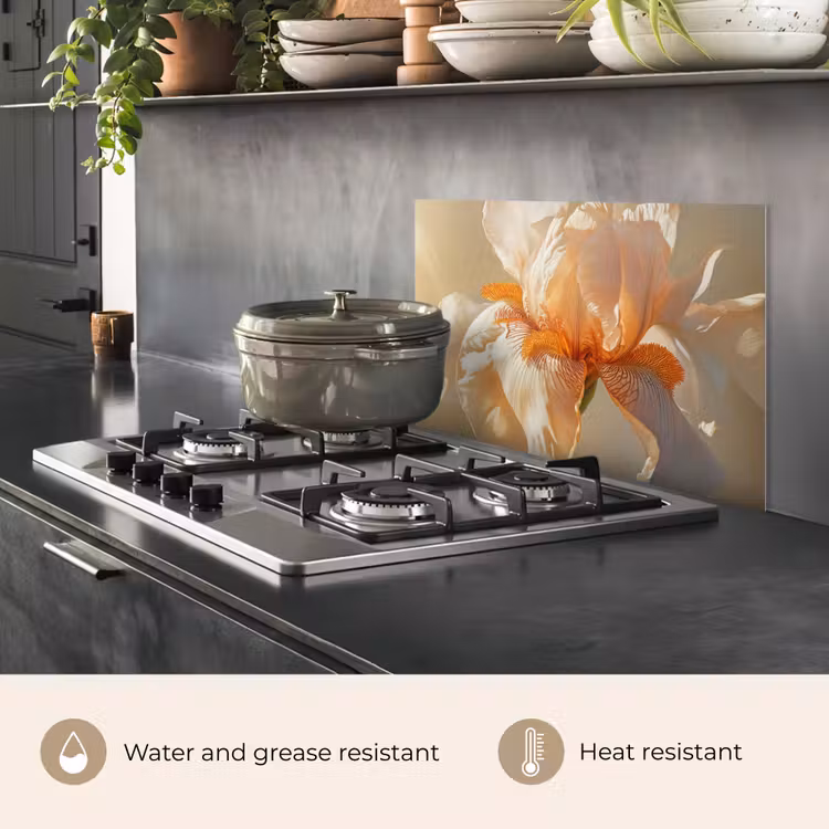 Kitchen splashback for hob - Close up - Orange - Iris — 2
