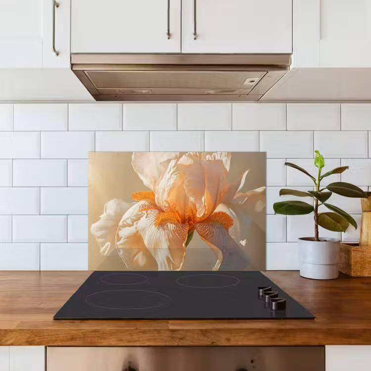 Kitchen splashback for hob - Close up - Orange - Iris — 3