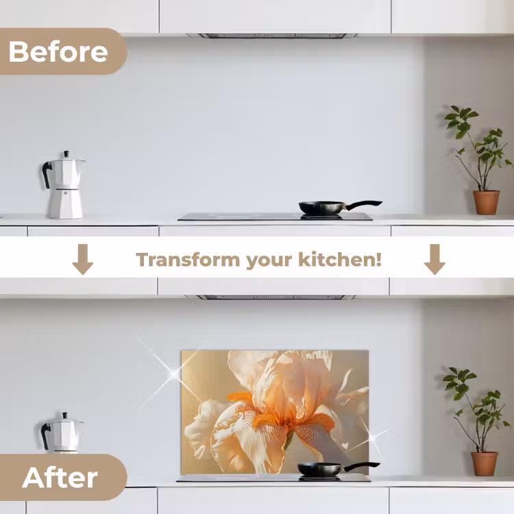 Kitchen splashback for hob - Close up - Orange - Iris — 7