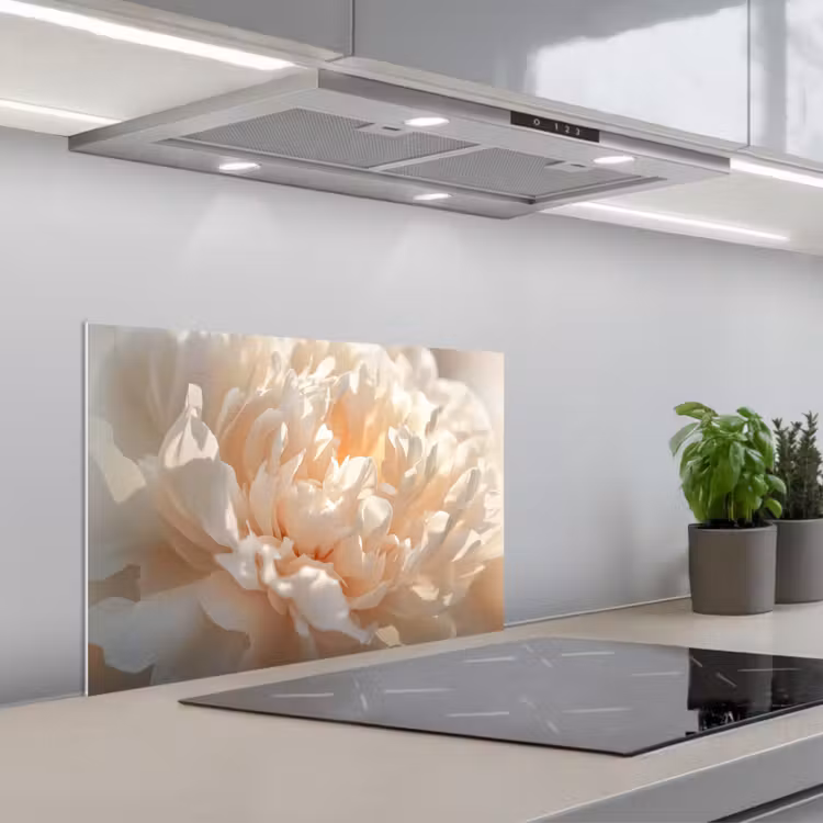 Kitchen splashback for hob - Close up - Peony - Light pink — 1