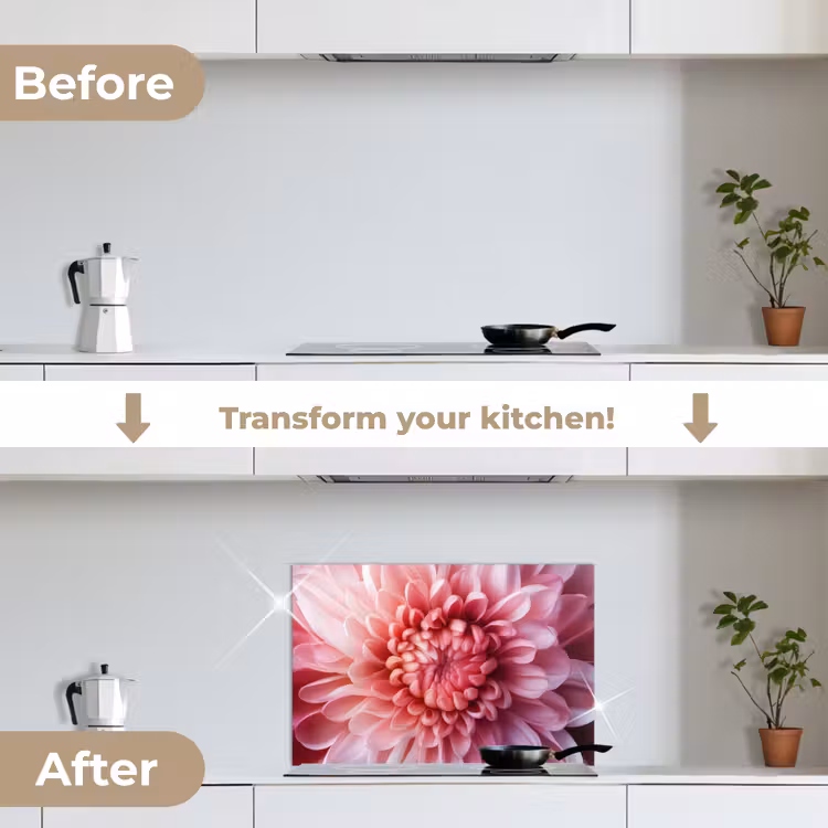 Kitchen splashback for hob - Dahlia - Flower - Close up - Pink — 7