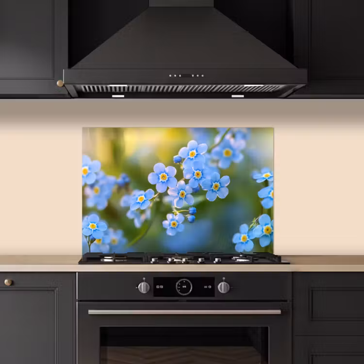 Kitchen splashback for hob - Flowers - Blue - Forget me not — 5