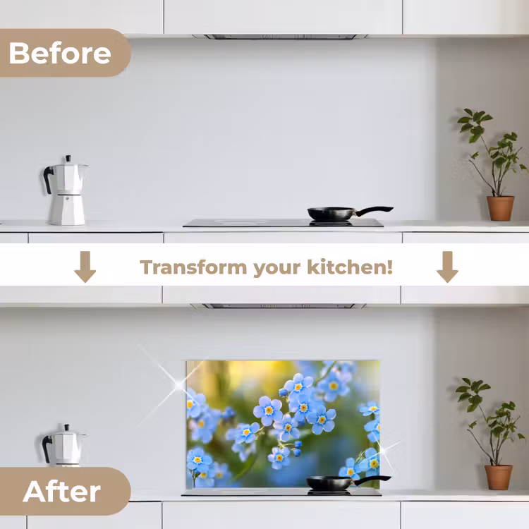 Kitchen splashback for hob - Flowers - Blue - Forget me not — 7
