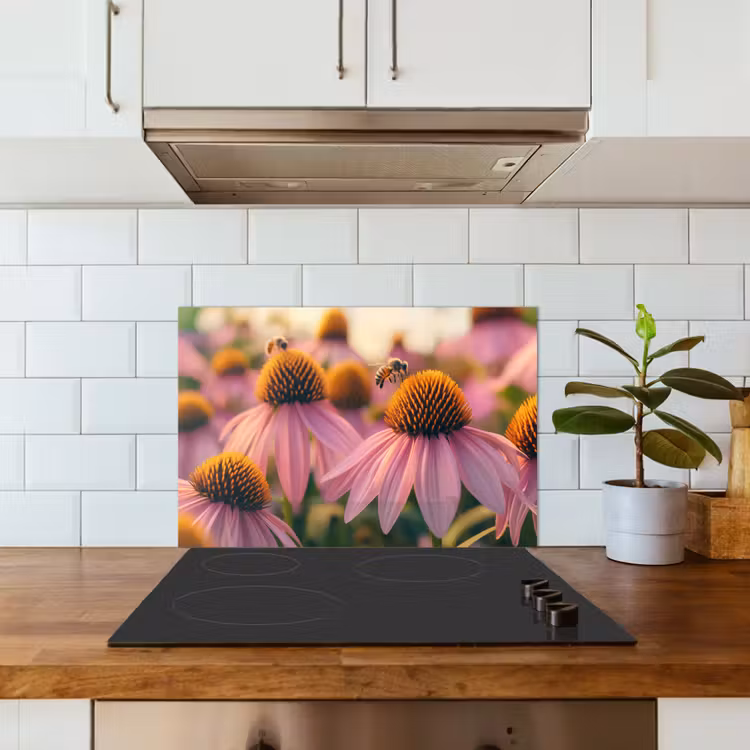Kitchen splashback for hob - Flowers - Purple - Bees — 3