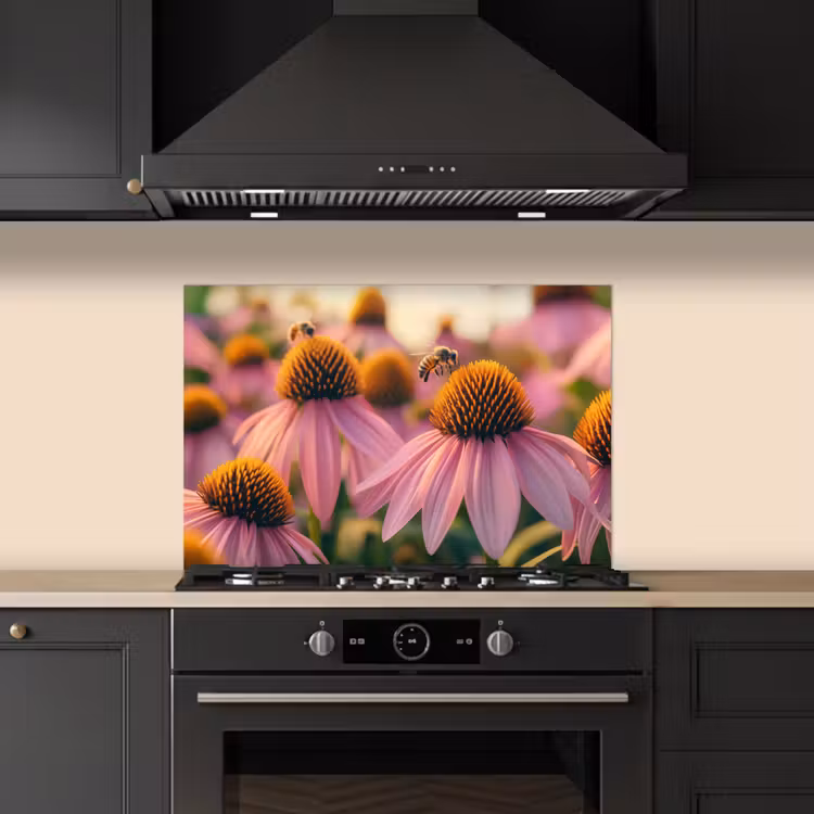 Kitchen splashback for hob - Flowers - Purple - Bees — 5