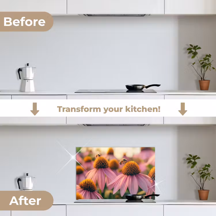 Kitchen splashback for hob - Flowers - Purple - Bees — 7