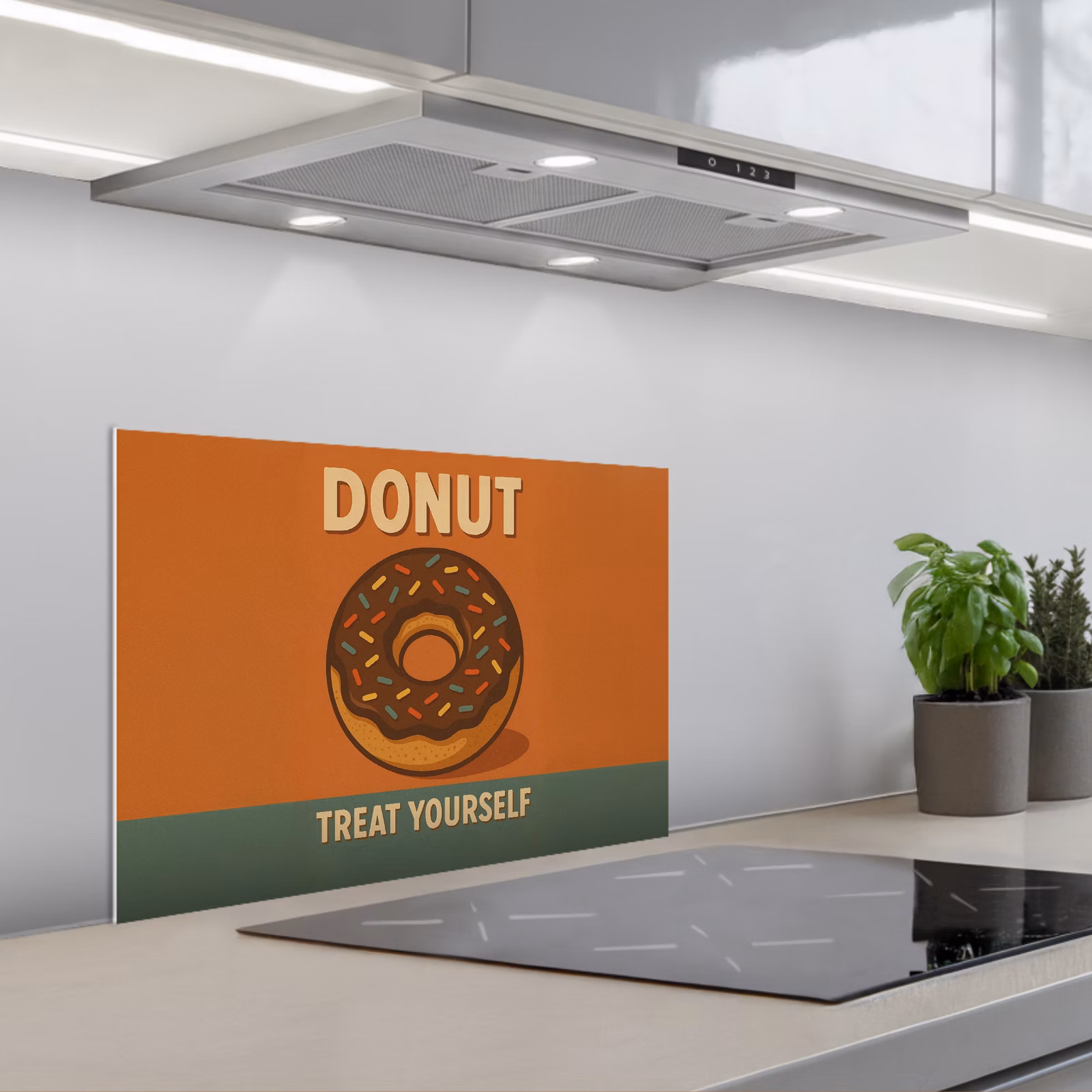 Kitchen splashback for hob - Donut - Speckles - Colorful - Quote — 1