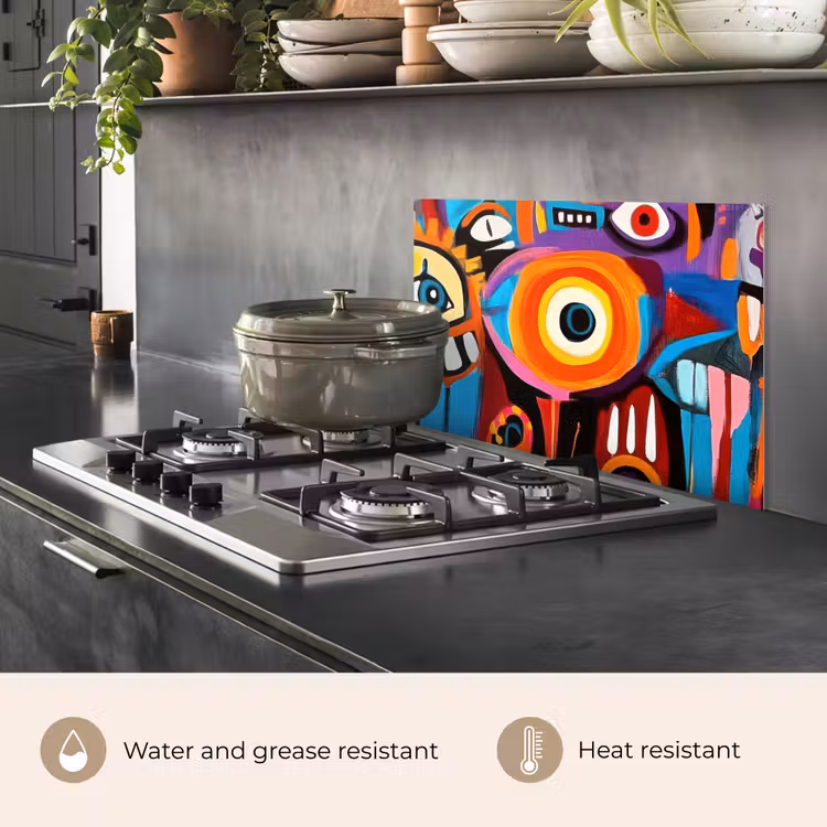 Kitchen splashback for hob - Abstract - Face - Colorful — 2