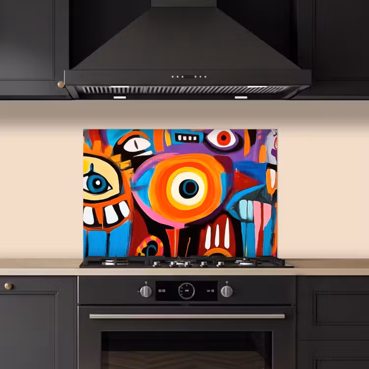 Kitchen splashback for hob - Abstract - Face - Colorful — 5