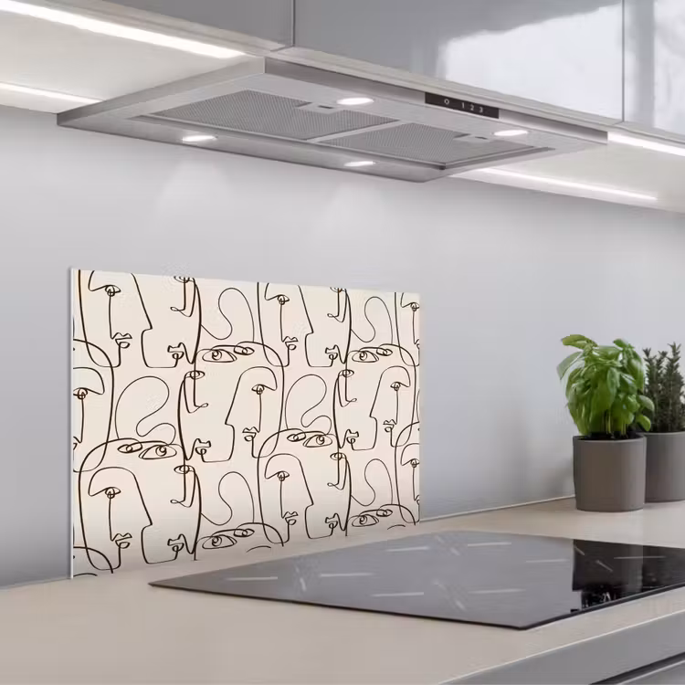 Kitchen splashback for hob - Beige - Face - Lines - Brown — 1