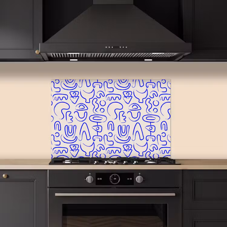 Kitchen splashback for hob - Blue - Pattern - Abstract - Beige — 5