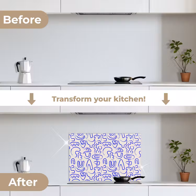 Kitchen splashback for hob - Blue - Pattern - Abstract - Beige — 7
