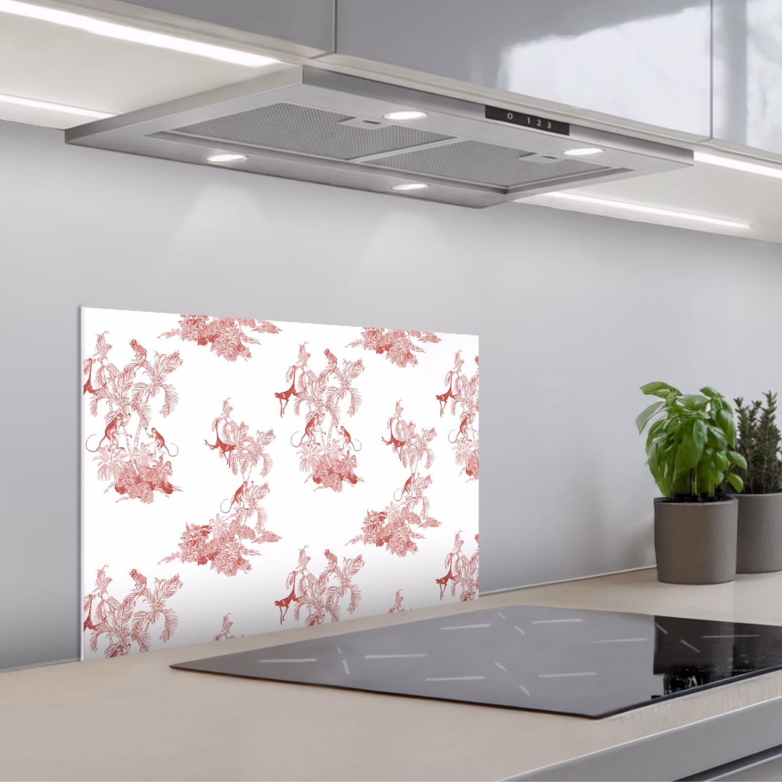 Kitchen splashback for hob - Chimpanzee - Planting - Red — 1