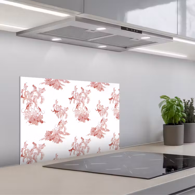 Kitchen splashback for hob - Chimpanzee - Planting - Red — 1